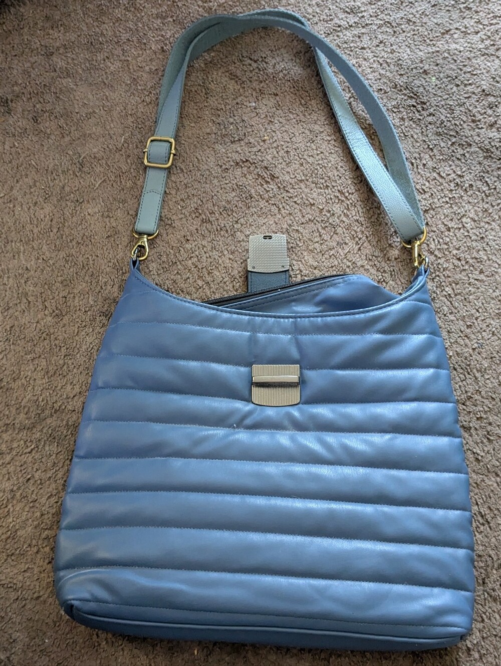 THINK ROYLN Faux Leather Crossbody with Striped Adjustable Strap